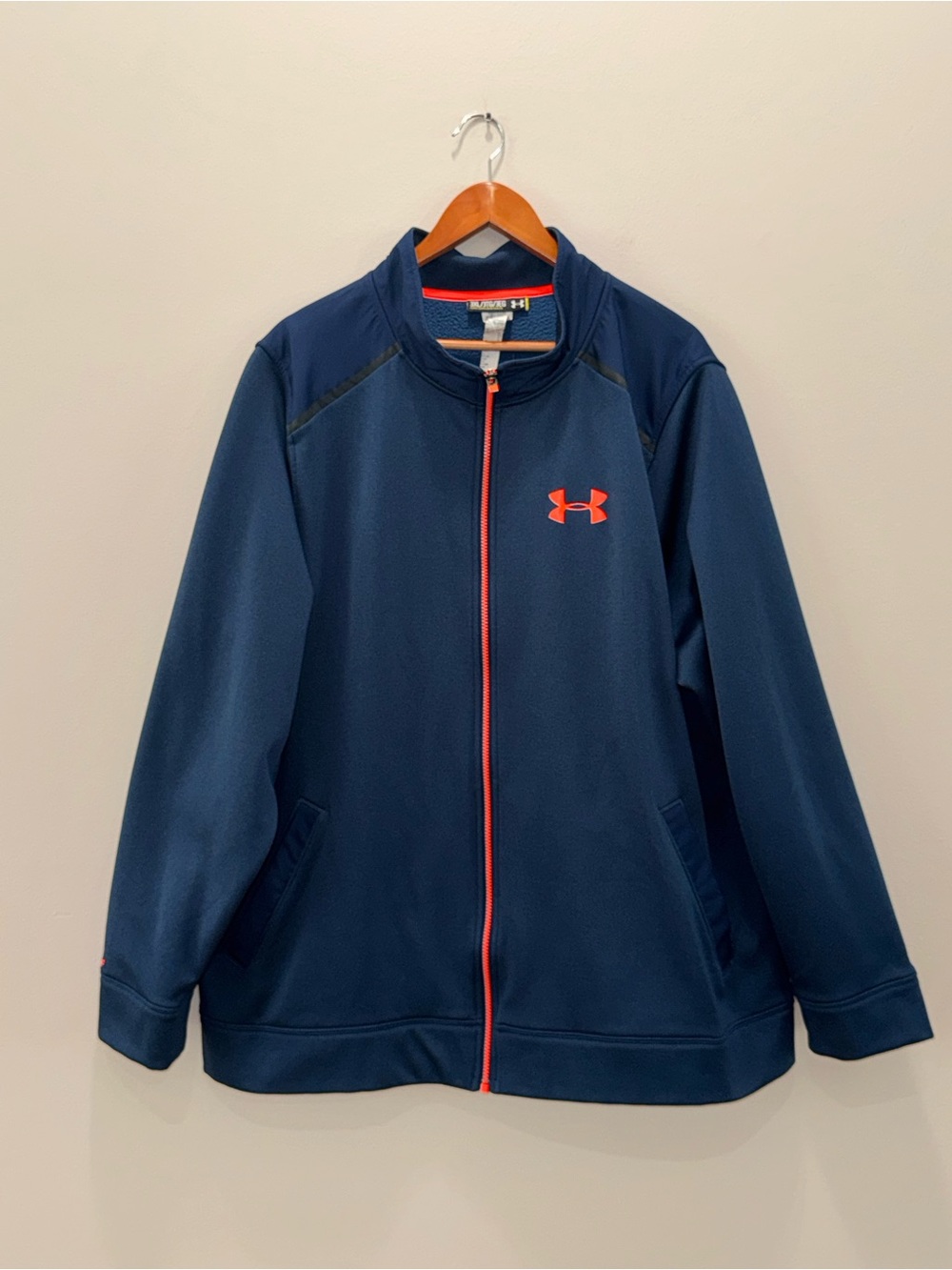 Under Armour Loose Men's Navy blue Full zip fleece lined Mock neck Jacket, 3XL